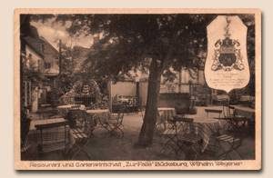 Historische Postkarte der Gartenwirtschaft, unter Wilhelm Wegener.