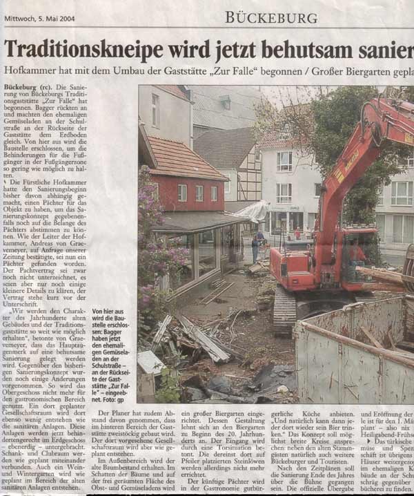 Zeitungsausschnitt über die Falle.